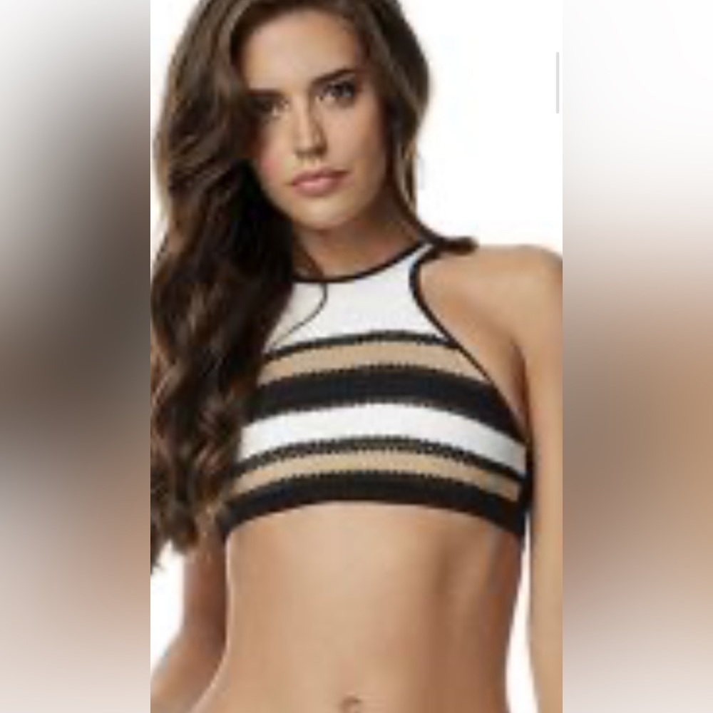 PilyQ Sahara Stitched Gypsy High Neck Halter Bikini Top - size S